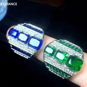 Anéis Kqdance criou anel de esmeralda de tanzanita de safira com anéis de ouro verde/azul de pedra -ouro para mulheres por atacado de jóias