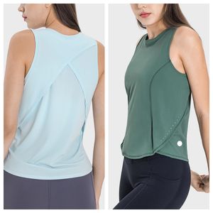 LU-1914 Ice Sense Cross-Splicing-Sportweste, feuchtigkeitsabsorbierend und schweißableitend, atmungsaktiv, lockere Bluse, Yoga-Tank-Shirt