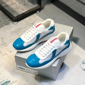 Pra mens designer skor löpare tränare män americas cup läder sneakers läder platt tränare svart vit röd mesh snörning casual skor storlek38-45