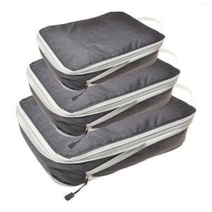 Förvaringspåsar 3 st/set väska förpackningskub med kompressionslitespärlig bärbar semester för resväska Nylonvattentät stor kapacitet