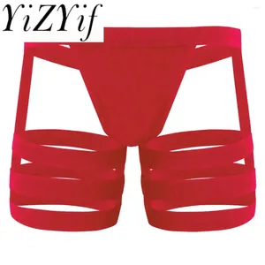 Majce Mężczyźni Nylon Beltage Belgage Bikini Bolesne bokser Micro penis torebka Jockstrap Sissy gejowskie majtki z podwiązką