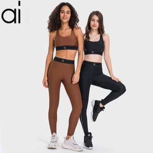 Al Yoga passar sport Bras Top+Pants Passar Up Bra Leggings Justerbara remmar Medium Support Gym Vest High-Rise Running Sweatpants Dance Pilates Muse Muse