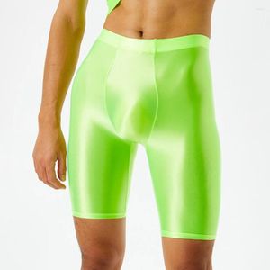 Underbyxor herr glänsande oljad is silkeshorts sport gym kompression boxare bror snabb torr kort surfing leggings sexiga sömlösa täta byxor