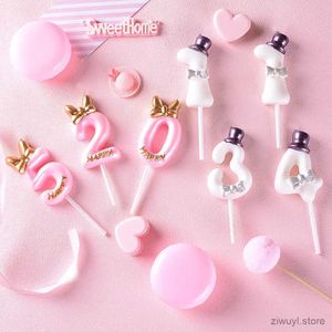 2PCS Candles Kids Birthday Number Candle Princess/ Prince 0-9 Number Decorative Heart Cake Cupcake Topper Party Supplies Cake Decorating