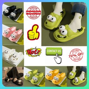 Designer Casual Platform Big Eyed Söta tofflor män Kvinna anti slip slitstarka lätt vikt andningsbara låga mjuka sulor sandaler platt strand tofflare