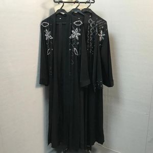 Roupas étnicas Índia Paquistão Ramadan Eid Mubarak Aberto Abaya Kimono Dubai Turquia Islam Kaftan Vestido Muçulmano Roupas Abayas para Mulheres Robe