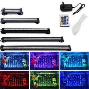 Lightings 1246CM 5050 RGB LED Aquarium Light Fish Tank Submersible Light Aquatic Air Bubble Oxygenation Lamp EU US Plug Fish Tank Light