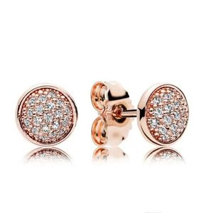 Pink Sparkling Diamond Stud Earrings luxury designer Rose gold plated Jewelry for 925 Silver Love hearts Earring with Original box