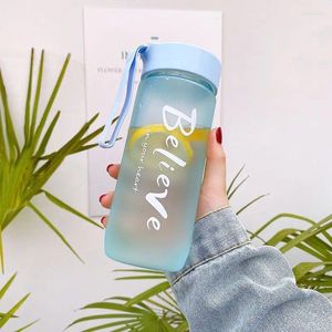 Water Bottles 600ML Outdoor Sports Cup Fruit Juice Creative Frosted Bottle Kitchen Drink Couple Plastic 2024