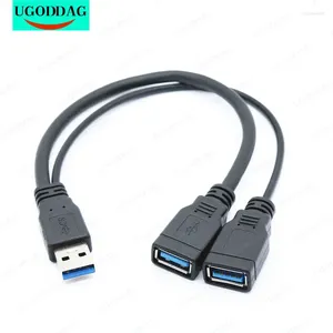 Bilgisayar Kabloları 1 PCS USB 3.0 Erkek - 2 Çift Kadın Veri Hub Güç Adaptörü Y SONRATICI Şarj kablo kablosu uzantısı