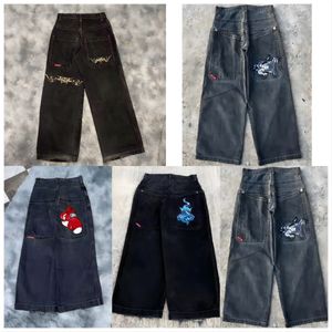 بنطلون جينز أرجواني للرجال streetwear Jnco Jnco Jens y2k جينز الهيب هوب الرسوم المتحركة رسمت رسومات خمر السراويل السوداء الفضفاضة الرجال نساء