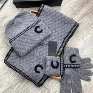 2024 Designers knitted hat scarf for women men sets luxury designer shawl cashmere scarfs gloves twin set and three-piece set suitable for winter G241295PE-3