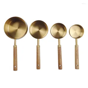 Promozione Strumenti di Misura! Set di cucchiai con manico in legno, paletta in acciaio inox, kit di utensili da cucina, accessori da cucina