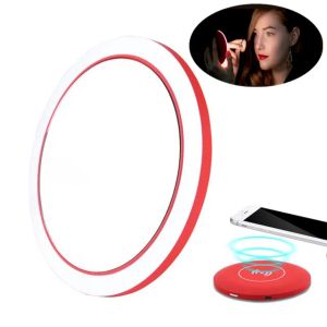 Mirrors Portable Led Makeup Mirror Adjustable Lighted Mini Circular Travel Sensing Lighting Cosmetic Mirror Wireless Usb Charging