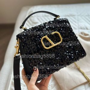 Bolsa de designer bolsa de ombro bolsa glitter lantejoulas decoração handbangs bolsa crossbody bolsa de material de couro de alta qualidade bolsa de forro de pele de carneiro