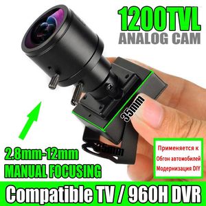 Foco 2.8mm-12mm manual com foco 1200tvl segurança mini câmera cctv metal micro hd analógico para tv casa carro 650 filtro tem suporte