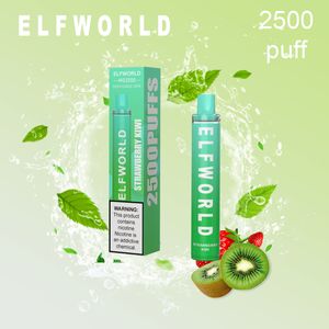 Oryginalne Elfworld 2500 Puffs 10 Kolor jednorazowy Vape E-papierosy Vapes urządzenie elektroniczne Wstępnie Wyłączalny Pen Vape Vape Vs Puff Elf Puffs BAR Krzemowy ustnik