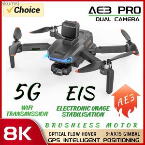 Drones AE3/AE8 Pro Drone Obstacle Avoidance Brushless GPS Unmanned Aerial Vehicle Stabilization 8K Aerial Photography RC Aircraft Toys YQ240129