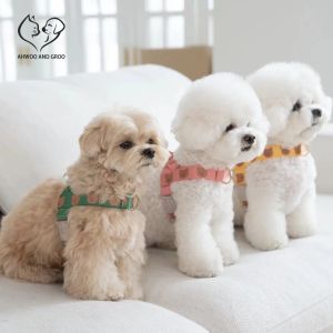 Supplies Bear Herringbone Dog Harness Kawaii Pet Soft Chest Harness Set Adjustable Puppy Cat Items Dogs Vest Pet Leash Dog Walking Decor