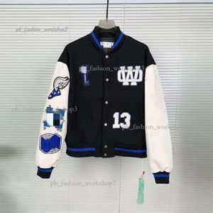 Offwhite Men's Jackets Mens Designer Off Jackets Branco Windbreaker Varsity Vintage Solto Long Baseball Harajuku Offs Carta Branca Bordado Streetwear 504