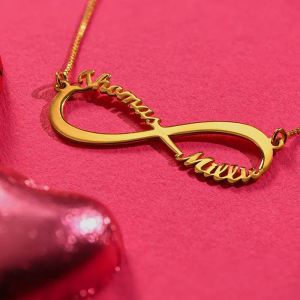 Ожерелья из нержавеющей стали, подвески «Бесконечность», ожерелья, женская мода, ожерелье с именем на заказ, ювелирные изделия с табличкой, 2019 Collier Femme, подарок для сестры