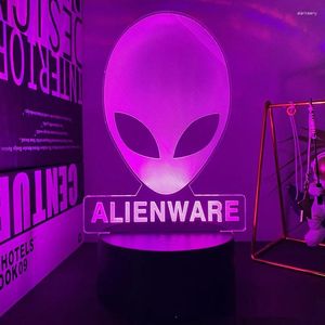 Nattljus Alien Alienware Anime 3D LED -ljus för sovrum lava lampa manga spelrum dekor barns presentdekoration