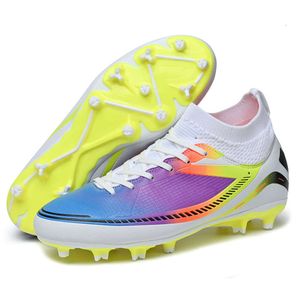 Neue Stil Professionelle Fußballschuhe Herren High Top AG TF Fußballschuhe Jugend Anti-Rutsch-Trainingsstollen Gelb Lila Blau