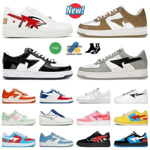 2024 New Pattern SK8 Casual Shoes Patent Leather Khaki Shark Black Suede Heel Mens Womens Sneaker ABC Camo Combo White Blue Pink Platform Shoes Walking Jogging Shoes