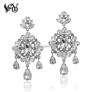 Stud Veyo Vintage Lady Crystal Drop Earrings Luxury Wedding Bride Dangle Massion Jewelry for Women New YQ240129