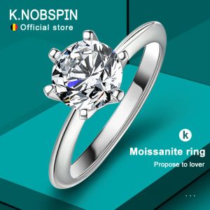 Anéis knobspin original 925 Sterling Silver Ring Moissanite Diamonds com certificado Jóias finas Jóias de noivado de casamento para mulheres