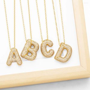 Pendant Necklaces FLOLA Chunky Clear Crystal Initial For Women Balloon 26 Letters Custom Name Necklace Gold Plated Jewelry Gifts Nkeb798