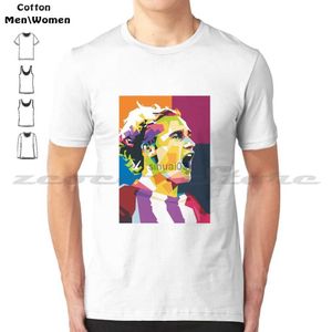 T-shirt da uomo Antoine Griezmann in stile ritratto Popart T-shirt 100% cotone Confortevole celebrazione del calcio di alta qualità Calciatore francese