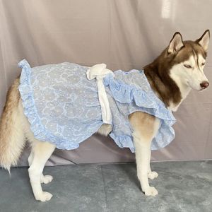 Klänningar stor hund klänning sommar stora hundkläder bowknot prinsessan kjol samoyed husky labrador gyllene retriever kläder husdjur dräkt 5xl