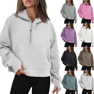 Women's Hoodies European och American Autumn Winter Hooded dragkedja förtjockad tröja topp för kvinnor