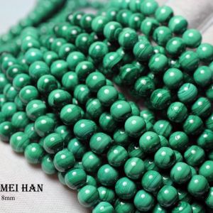 Legering meihan (1 sträng) naturlig malachit 88,5 mm slät runda populära pärlor sten för smycken gör design DIY armband