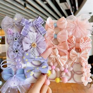 Hair Accessories 10-Piece/Set Children Elastic Good Flower Bowknot Head Rope Mesh Bow Baby Ring Rubber Band