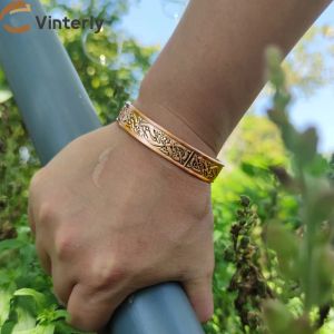 Bangle Viking Copper Therapeutic magnetiska armband Justerbar manschettenergi ren koppar magnetiska armband s armbandshälsa