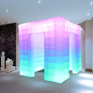 vendita all'ingrosso tessuto Oxford colore bianco dimensioni 2,5 / 3 m 2 strisce LED tenda gonfiabile per cabine fotografiche per matrimoni con 2 porte 001