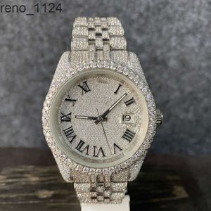 Luxury Brand Fully Iced Out Moissanite Studded Automatic Watch Custom Stainless Steel Mechanical Wrist Watch