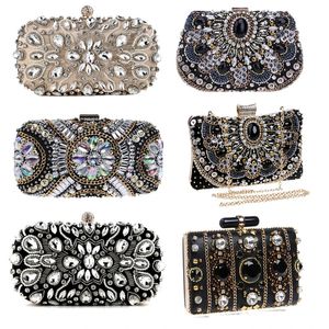 Kvinnakvällskoppling Bag Party Purse Luxury Wedding Clutch For Bridal Exquisite Crystal Ladies Handbag Apricot Silver Wallet 240119