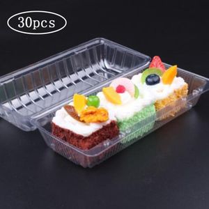 30st Clear Plastic Cup Cake Boxar och förpackning Transparent engångssushi Take Out Box Rektangel Fruit Bread Packing Bakery236f