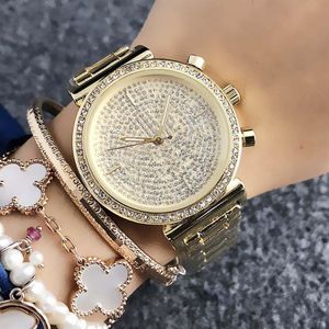 Brand kwarcowa zegarek na nadgarstek dla kobiet wielkie litery Crystal Metal Steel Band Watches M66 221H