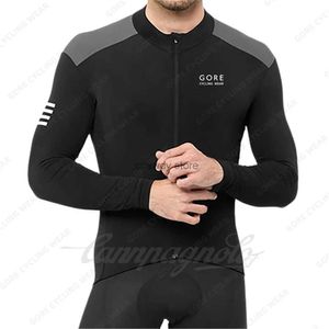 T-shirt da uomo GORE Abbigliamento da ciclismo Uomo Giacca invernale in lana Lunga Seve Top Spessa termica Fece Bicyc Abbigliamento Maglia da bici da strada Vestiti caldiH24129