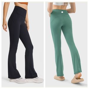 LL-1911 Hög elastisk naken känsla mode Sports avslappnade byxor Kvinnor Slim Hips Micro-La Yoga Pants