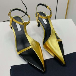 Designer-Freizeitschuhe von Jil, spitze, überkreuzte, dünne Riemen, offene Zehensandalen mit Katzenabsatz, feminines Gefühl, seitlich hohle High Heels aus Rindsleder mit Farbblock-Schnalle