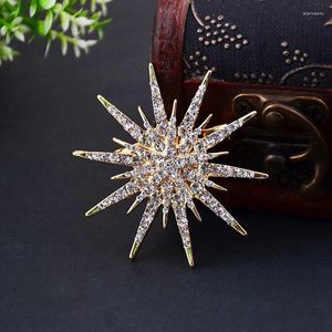 Broches moda luxo elegante bonito girassol prata ouro cor strass liga broche senhora festa pinos presentes de aniversário