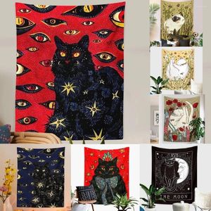 Tapestries Cat Coven Tapestry Printed Witchcraft Hippie Wall Hanging Bohemian Mandala Art Aesthetic Room Decor