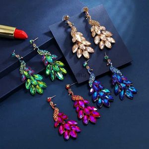 Stud Farlena Jewelry Fashion Crystal Peacock Drop Earrings For Women Prom Party Dress Accessory Statement Wedding Earrings YQ240129