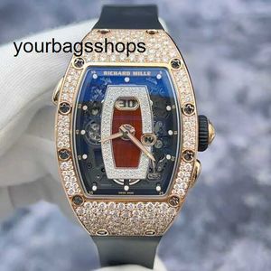 Movement Watch RM Wrist Watch Richarder Milles Wristwatch RM037 Snowflake Diamond Red Lip 18k Rose Gold Material Date Display Women's