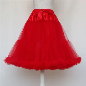 Kjolar balettdans puffy tutu tyll kjol kvinnor petticoat knälängd med bowknot bälte karneval hög midja a-line swing